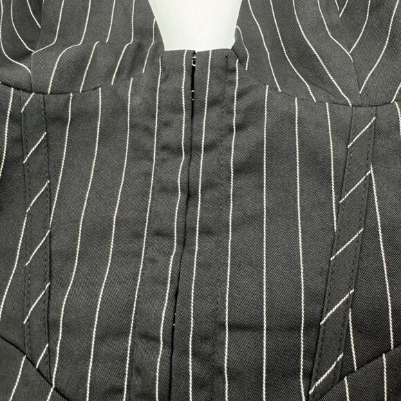 Princess Polly Hickson Mini Dress Black Pinstripe Halter Neck US 4 / AU 8 - Picture 9 of 12
